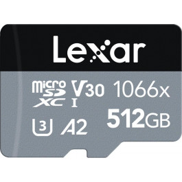   Lexar 512 GB microSDXC UHS-I U3 V30 A2 Professional 1066x SILVER + SD adapter LMS1066512G-BNANG