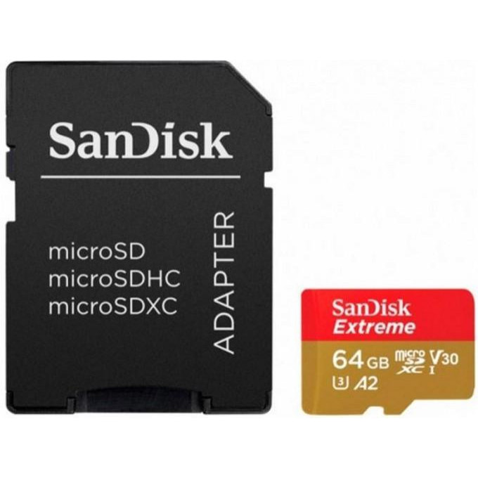 SanDisk 64 GB microSDXC UHS-I U3 Extreme A2 + SD Adapter SDSQXA2-064G-GN6AA - зображення 1