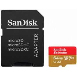   SanDisk 64 GB microSDXC UHS-I U3 Extreme A2 + SD Adapter SDSQXA2-064G-GN6AA