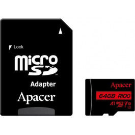   Apacer 64 GB MicroSDHC UHS-I Class 10 + SD adapter (AP64GMCSX10UB-R)