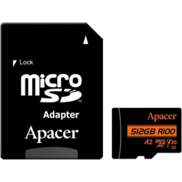   Apacer 512 GB microSDXC UHS-I U3 V30 A2 + SD-adapter (AP512GMCSX10U8-R)