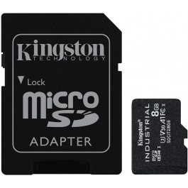   Kingston 8 GB microSDHC UHS-I (U3) V30 A1 Industrial + SD Adapter (SDCIT2/8GB)