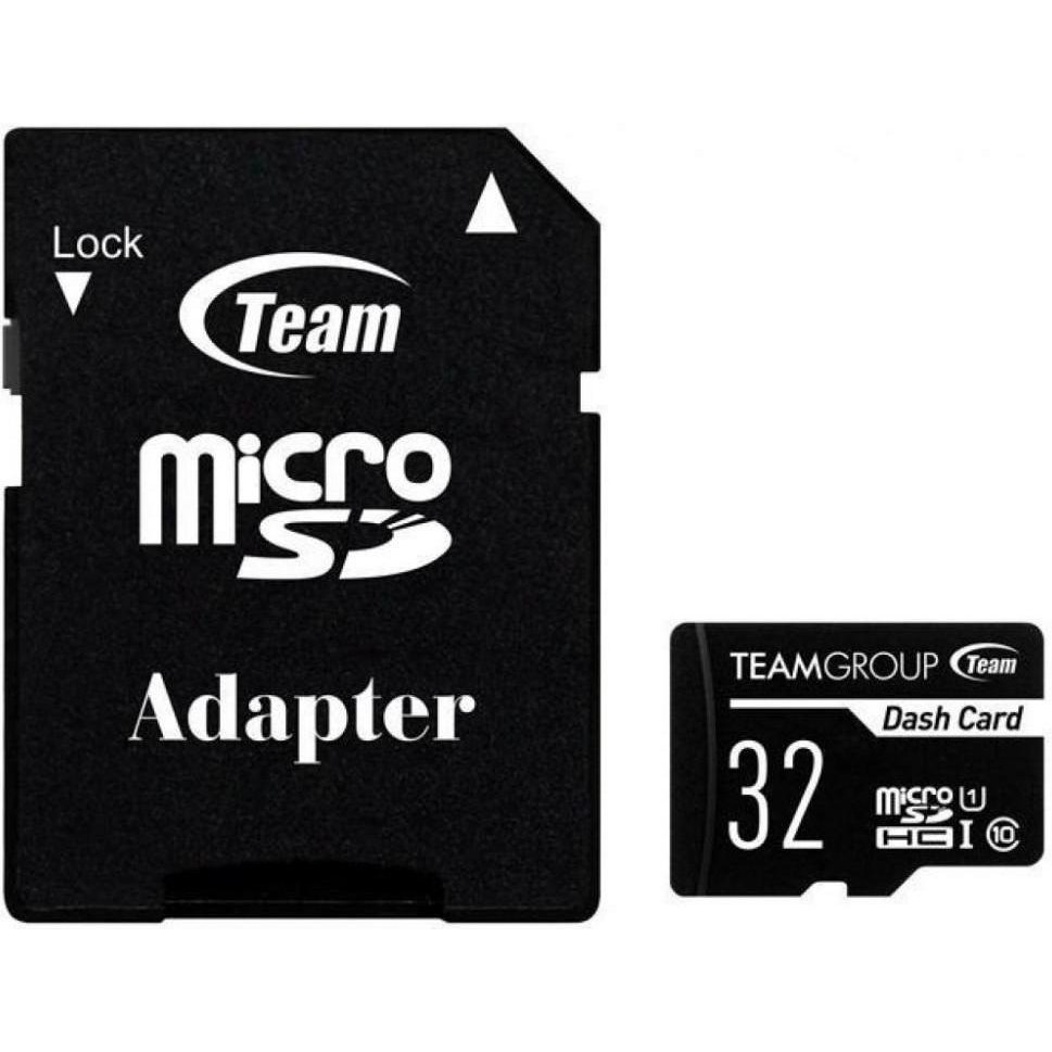 TEAM 32 GB microSDHC Class 10 UHS-I Dash Card + SD Adapter TDUSDH32GUHS03 - зображення 1