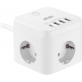   2E 3XSchuko 3*USB-A, 1*USB-C, 1.5м, white (2E-ADC331WH)