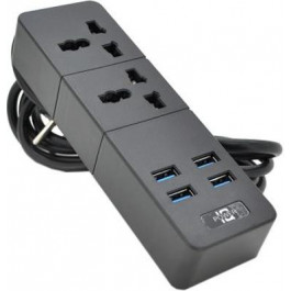   IQ POWER TB-T07 Black, 2 розетки, 4xUSB, 2м