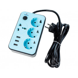   XoKo 4 розетки, 2 USB, 1.8 м, Blue/Black (XK-SP-3-3-1)