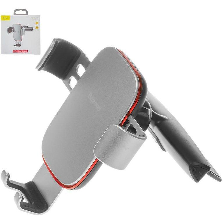 Baseus Metal Age Gravity Car Mount Silver (SUYL-J0S) - зображення 1