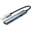 Essager Fengyang 4 in 1 Splitter USB-A Silver (EHBA04-FY10-P) - зображення 1