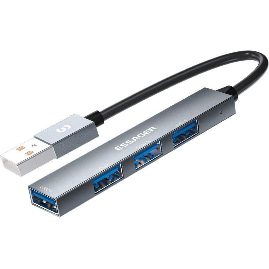 Essager Fengyang 4 in 1 Splitter USB-A Silver (EHBA04-FY10-P) - зображення 1