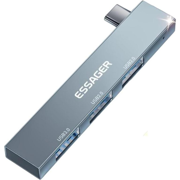 Essager 3-in-1 USB-C Hub Gray (EHBC03-FY0G-P) - зображення 1