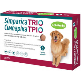   Zoetis Жевательные таблетки Simparica TRIO 20 - 40 кг 3 шт (5414736055671)