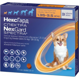   NexGard Жувальні таблетки  Nexgard Spectra для собак XS (2-3.5кг) 3 шт (3661103048572)