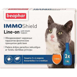   Beaphar Капли Immo Shield Line-on for Cats антипаразитные с диметиконом для котов и котят 3 пипетки (13581)