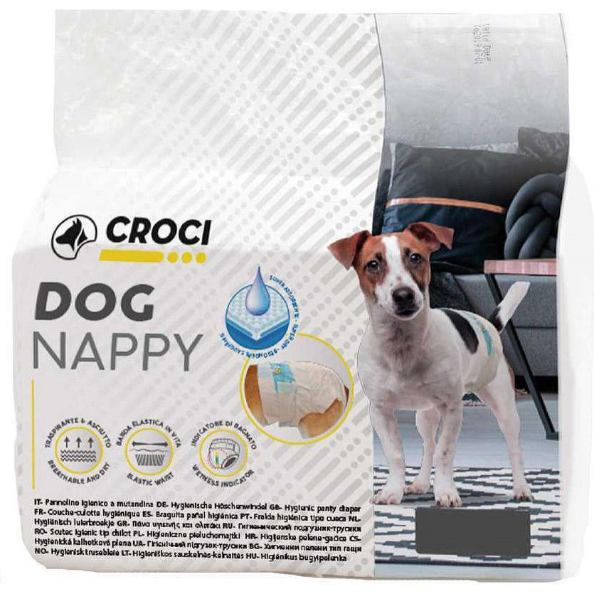 Croci Суперпоглинаючі підгузки для собак  Dog Nappy з еластичною стрічкою XL вага 10-18 кг 40-62 см 10 шт. - зображення 1