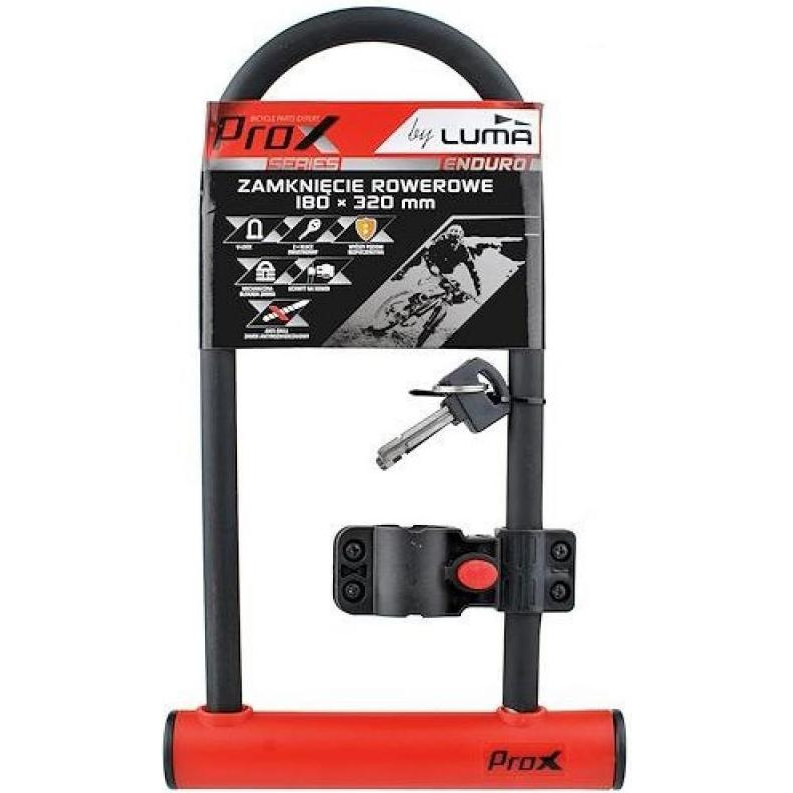 ProX U-LOCK 180x320 мм, под ключ, черный / красный (A-Z-0239) - зображення 1