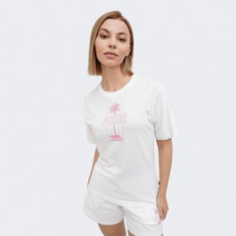   PUMA Біла жіноча футболка  ESS+ PALM RESORT Graphic Tee 683005/02