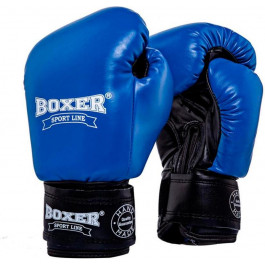   Boxer Sport Line Боксерские перчатки 10oz, кожа, синий (2023-02B)