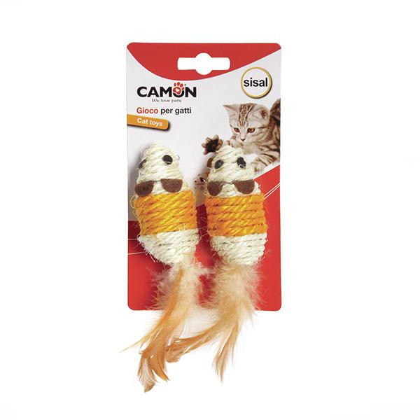 Camon Sisal mouse with feather Мышь с перьями, сизаль 2 шт. (AG013/B) - зображення 1