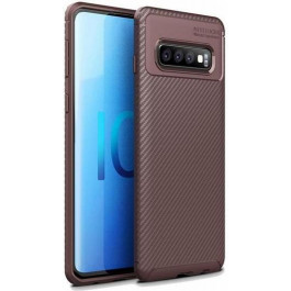   iPaky Carbon Fiber Soft TPU Case Samsung G973 Galaxy S10 Brown