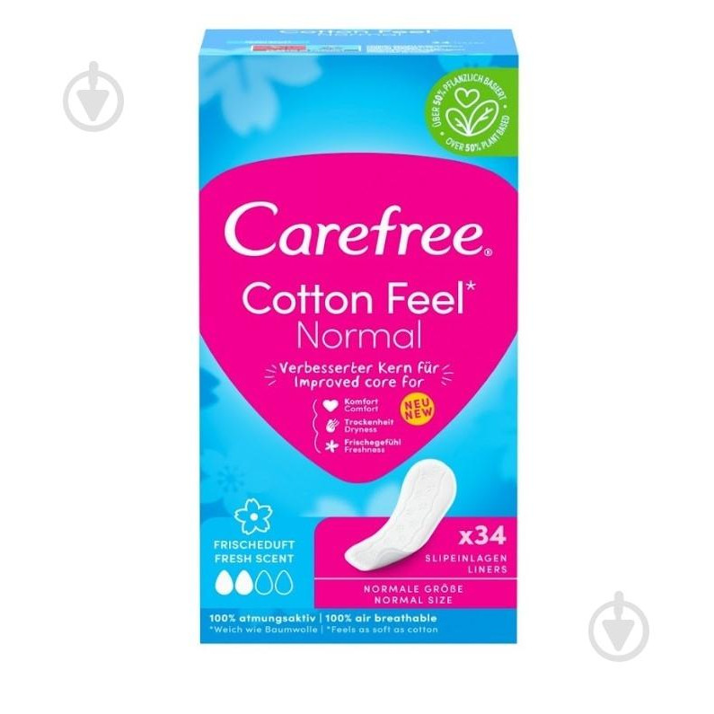 Carefree Прокладки щоденні  with Cotton extract fresh normal 34 шт. - зображення 1