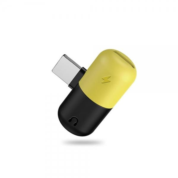 XoKo Adapter Lightning to 2xLightning Black/Yellow (AC-100-BKYL) - зображення 1