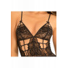 Rene Rofe Мереживний комплект PC CAGED LACE GARTER CHEMISE & G-STRING SET BLACK, S/M (75512128BLKSM) - зображення 3