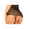 Rene Rofe Мереживний комплект PC CAGED LACE GARTER CHEMISE & G-STRING SET BLACK, S/M (75512128BLKSM) - зображення 4