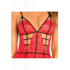 Rene Rofe КОМПЛЕКТ З КРУЖОВНИМИ ПІДВ'ЯЗКАМИ 2PC CAGED LACE GARTER CHEMISE & G-STRING SET RED, S/M (75512128RED - зображення 3