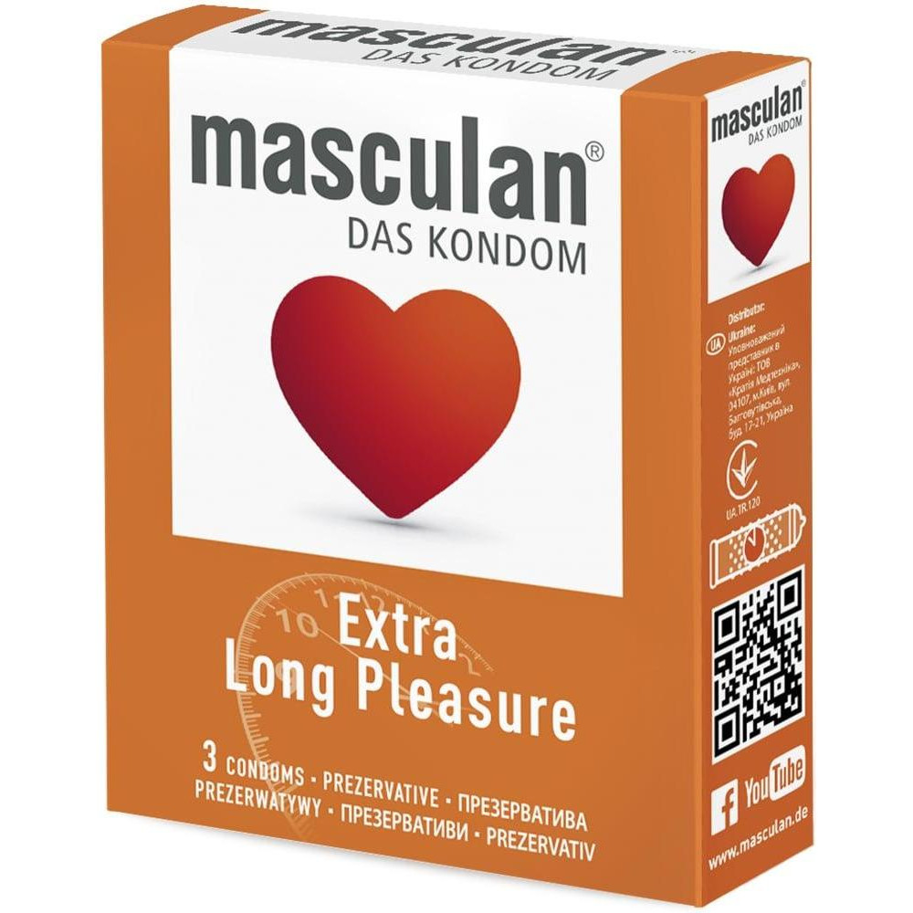 Masculan Презервативы Masculan Extra Long Pleasure 3 шт (4019042010324) - зображення 1