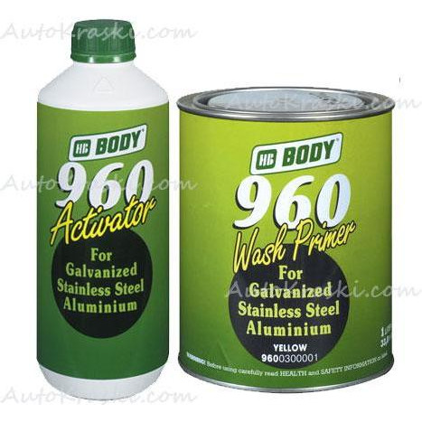 Body BODY 960 Wash Primer кислотный грунт желтый 1л + 1л отвердитель - зображення 1