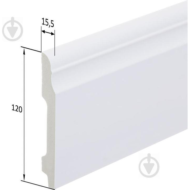 King Floor Плинтус JC915-W1 белый 2000х120х15,5 мм - зображення 1