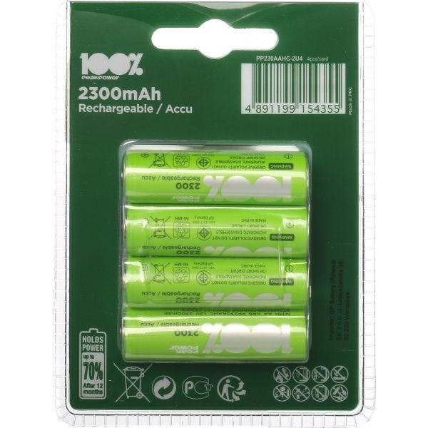 GP Batteries AA 2300mAh NiMh 4шт Peak Power (230AAHC-UC4) - зображення 1