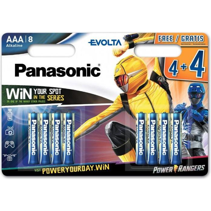 Panasonic AAA bat Alkaline 4+4шт EVOLTA Power Rangers (LR03EGE/8B4FPR) - зображення 1