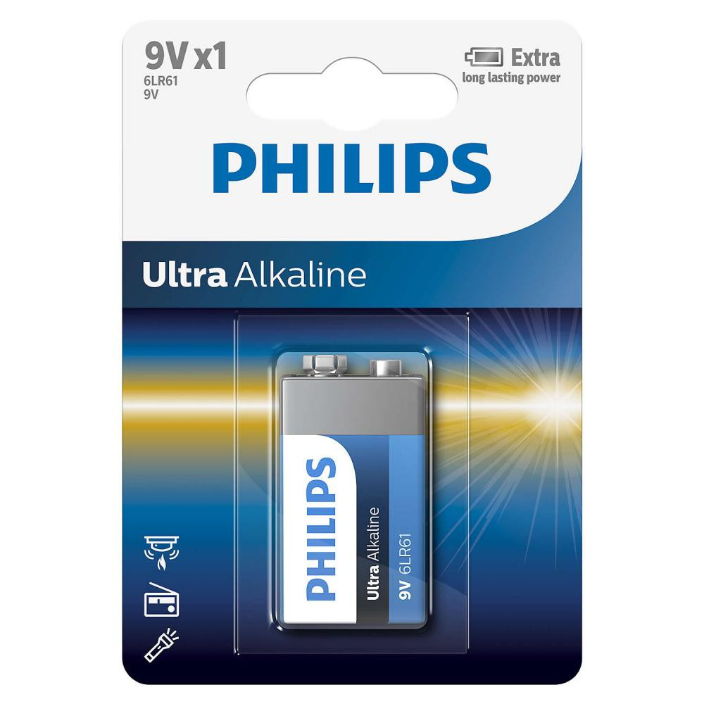 Philips Krona bat Alkaline 1шт Ultra Alkaline (6LR61E1B/10) - зображення 1