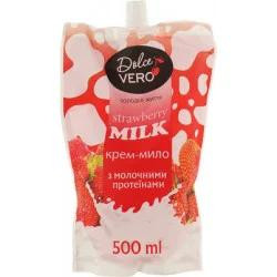 Dolce Vero Рідке мило  Strawberry Milk з молочними протеїнами дой-пак 500 мл (4820091146953) - зображення 1