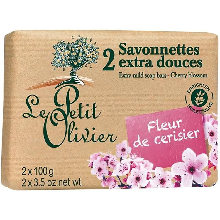 Le Petit Olivier Экстра нежное мыло  100% vegetal oils soap Вишневый цвет 2х100 г (3549620005080) - зображення 1