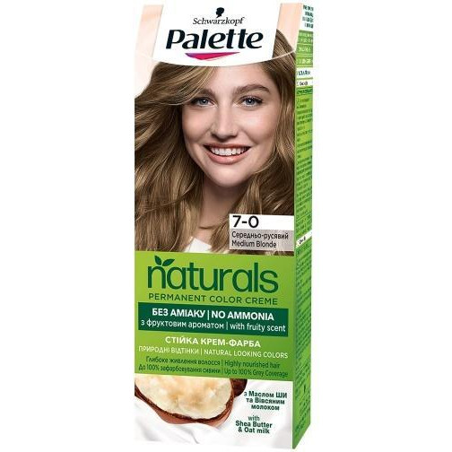 Palette Стойкая крем-краска для волос Schwarzkopf  Naturals без аммиака 7-0 Среднерусый 110 мл (383882417128 - зображення 1