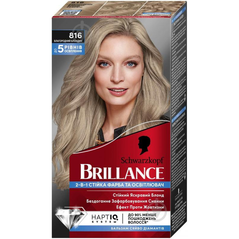 Schwarzkopf Стойкая краска для волос  Brillance 816 Благородный Блондин 160 мл (4015100716658) - зображення 1