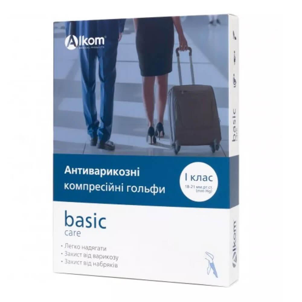 Алком Гольфы компрессионные, 1 класс, 18-21 мм рт.ст., открытый носок, бежевые,  00101 - зображення 1