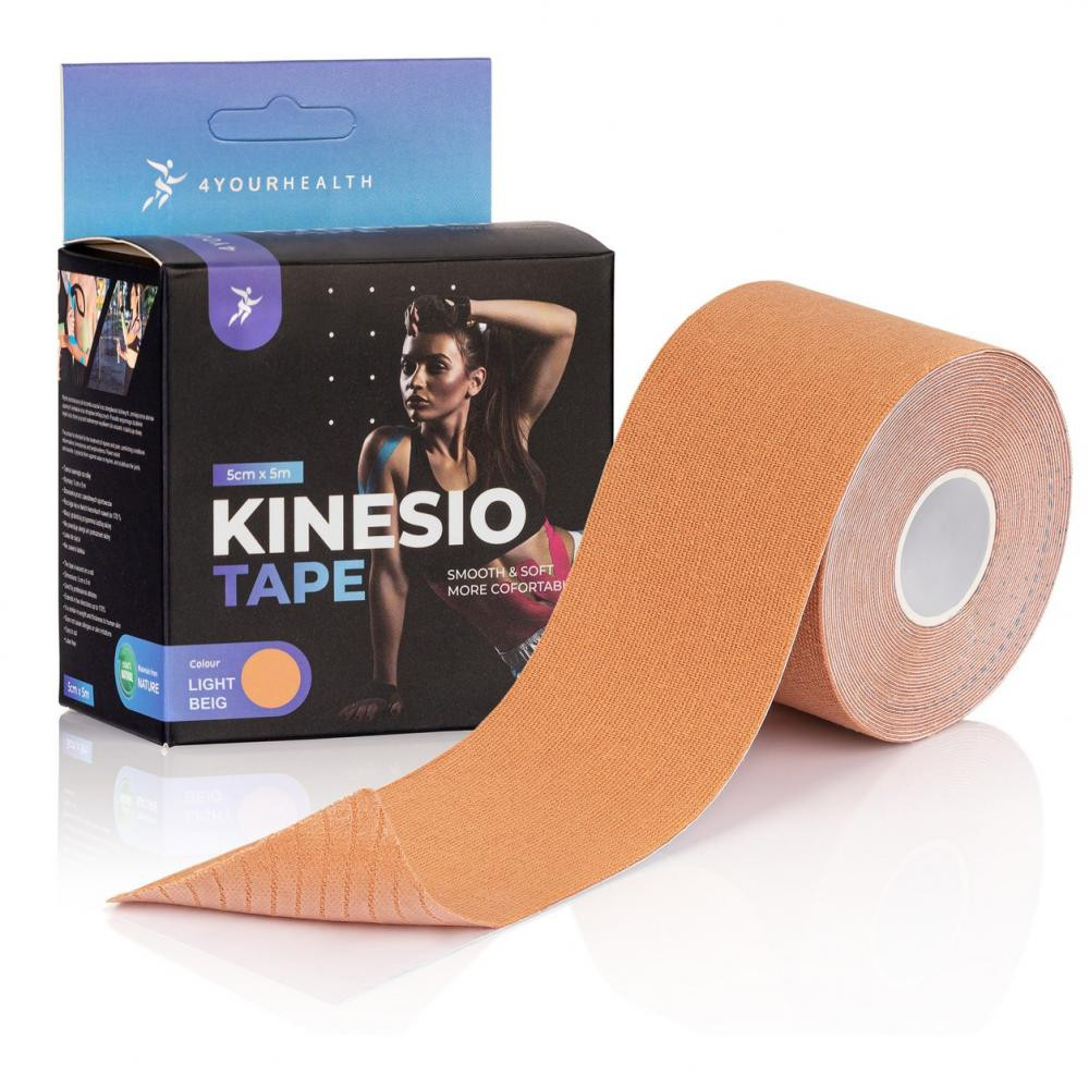 4YourHealth Кінезіологічний тейп Kinesio Tape (5см*5м) Бежевий - зображення 1