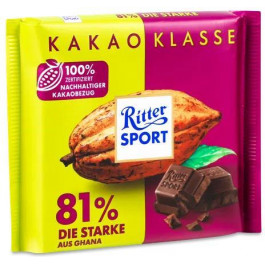   Ritter Sport Шоколад чорний  «Гана» 81%, 100 г (4000417693815)