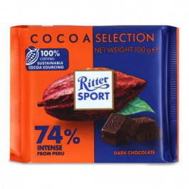   Ritter Sport Шоколад чорний  «Перу» 74%, 100 г (4000417693310)