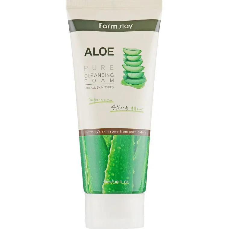 FarmStay Пенка для умывания лица  Aloe Pure Cleansing Foam с соком алоэ 180 мл (8809317289465) - зображення 1