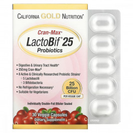   California Gold Nutrition Пробиотики из клюквы (LactoBif Probiotics Cran-Max) 25 млрд КОЕ 30 капсул