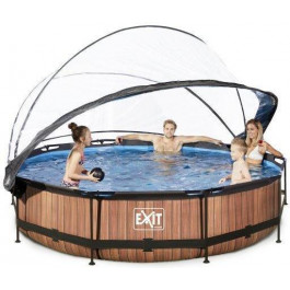   EXIT Wood Pool 360x76cm + dome, filter pump / brown (30.32.12.10)