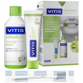   Dentaid Набор  Vitis Orthodontic зубная паста 100 мл + ополаскиватель 500 мл + щетка 1 шт (8427426045835)