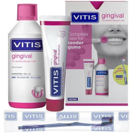   Dentaid Набор  Vitis Gingival зубная паста 100 мл + ополаскиватель 500 мл + щетка 1 шт (8427426045828)