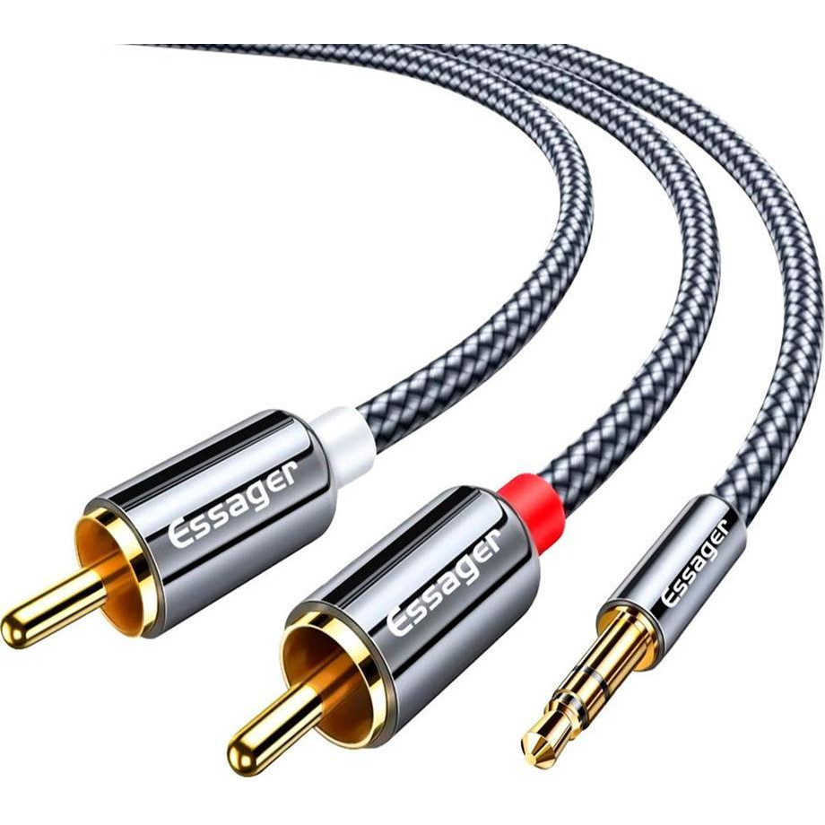 Essager Monster 3.5mm to 2 RCA Aux Audio Splitter Cable mini-jack 3.5 мм - 2RCA 2м Gray (EYPZJ-MYA0H) - зображення 1