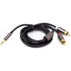 PowerPlant mini-jack 3.5 мм - 2RCA 1м Black (CA912834) - зображення 1