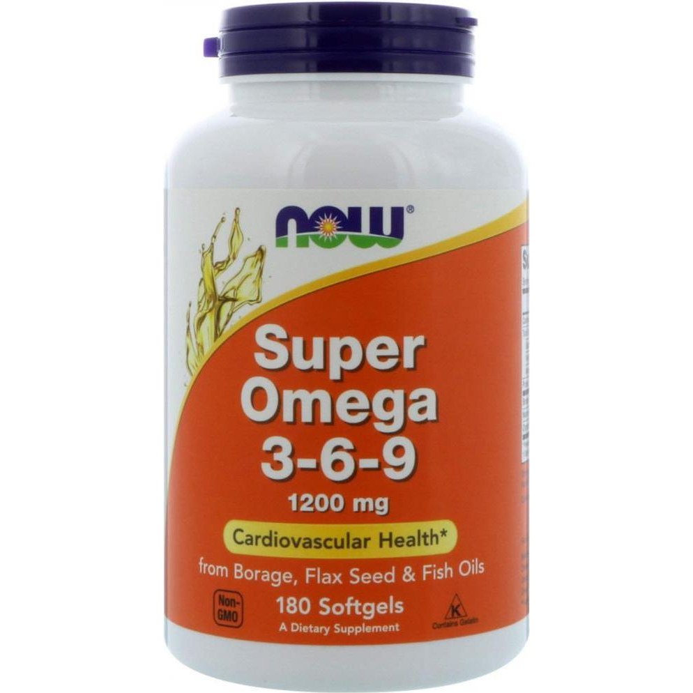 Now БАД Супер омега 3 6 9, Omega 3 - 6 - 9, Now Foods, 1200 мг, 180 капсул - зображення 1